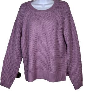 Gap Women's Textured Knit Sweater Large Orchid Haze Cozy Soft Crewneck Pullover